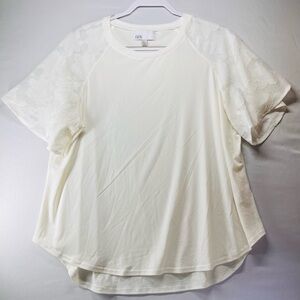 Nordstrom Cream Floral Short Sleeve Top‎